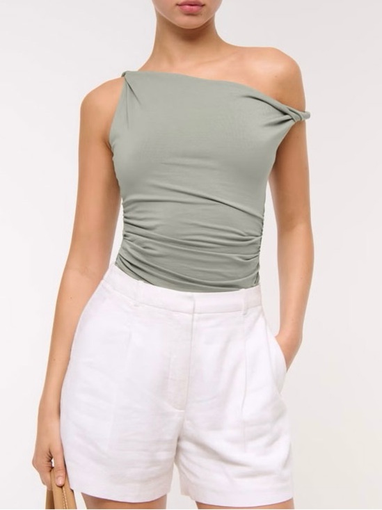 Abercrombie & Fitch Tops - A&F Asymmetrical Twist Top - Pale Green